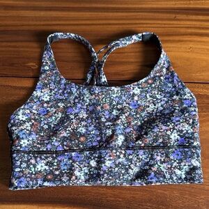 Lululemon Athletica Black and Purple Floral Energy Bra